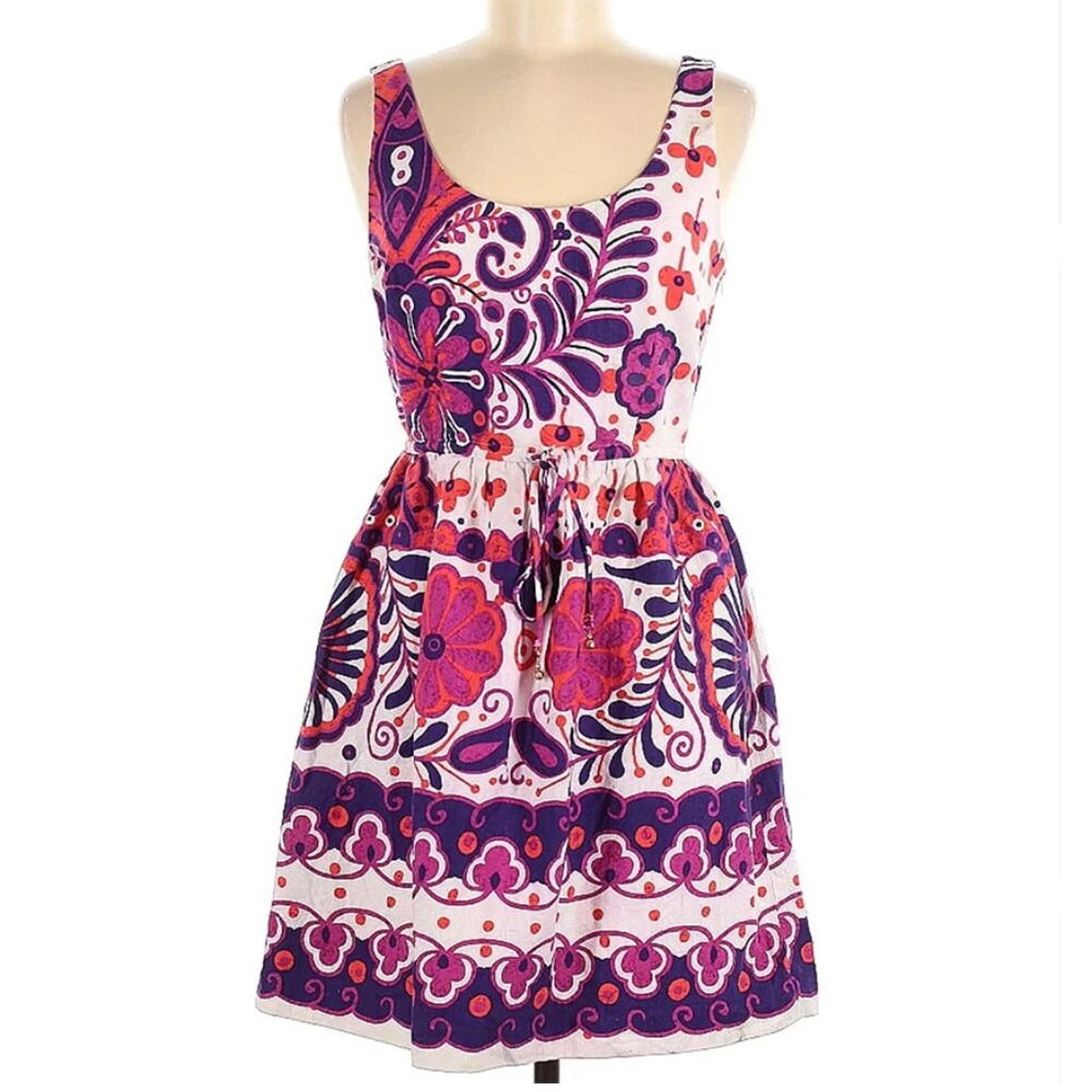 Trina Turk Floral Retro Barkcloth Dress - Size 2